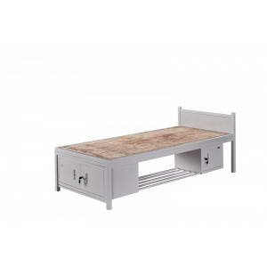 封板单人床带柜